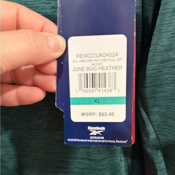 Reebok Women Performance Workout Full Zip Jacket Slim Fit Armholes Green Size XL - Picture 7 of 8